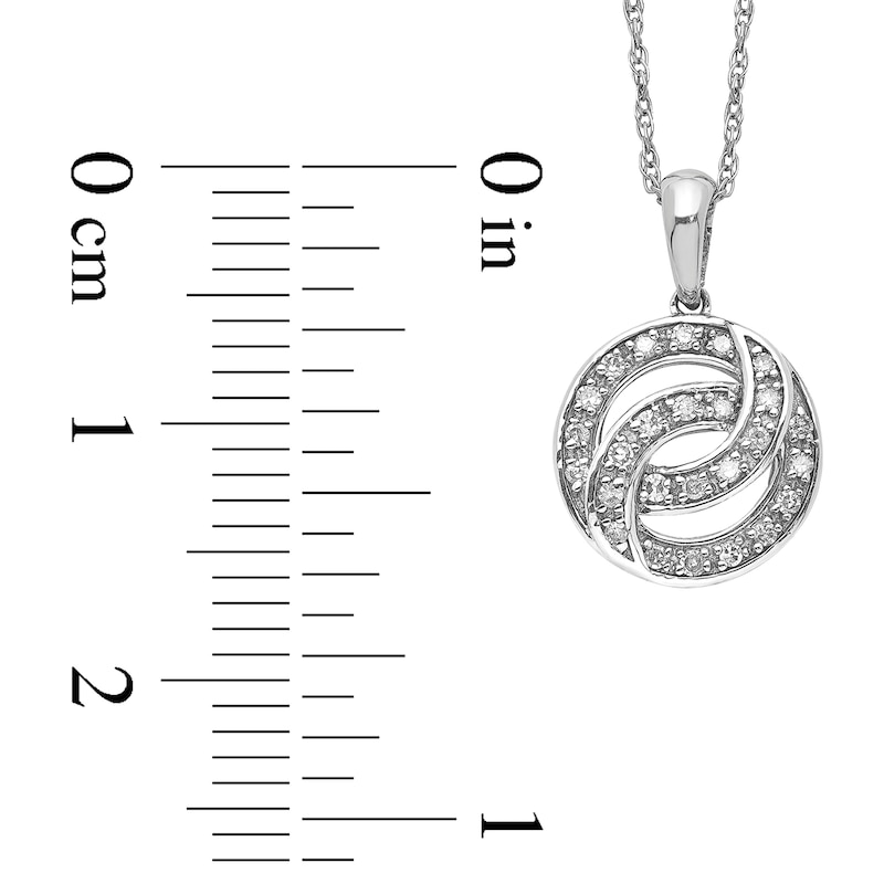 0.07 CT. T.W. Diamond Interlocking Circles Drop Pendant in Sterling Silver