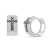 Men's 0.50 CT. T.W. Black Enhanced and White Diamond Cross Hoop Earrings in 10K White Gold