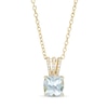 Thumbnail Image 1 of 7.0mm Cushion-Cut Aquamarine and 0.04 CT. T.W. Diamond Triple Row Split Bail Pendant in 10K Gold