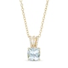 Thumbnail Image 0 of 7.0mm Cushion-Cut Aquamarine and 0.04 CT. T.W. Diamond Triple Row Split Bail Pendant in 10K Gold