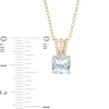 Thumbnail Image 2 of 7.0mm Cushion-Cut Aquamarine and 0.04 CT. T.W. Diamond Triple Row Split Bail Pendant in 10K Gold