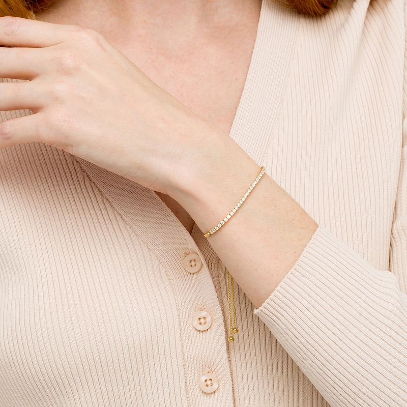 Main Image 2 of 0.95 CT. T.W. Certified Lab-Grown Diamond Bar Bolo Bracelet in 14K Gold (F/SI2) – 9.5"