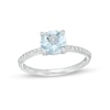 Thumbnail Image 1 of 7.0mm Aquamarine and 0.145 CT. T.W. Diamond Ring in 10K White Gold