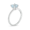 Thumbnail Image 3 of 7.0mm Aquamarine and 0.145 CT. T.W. Diamond Ring in 10K White Gold