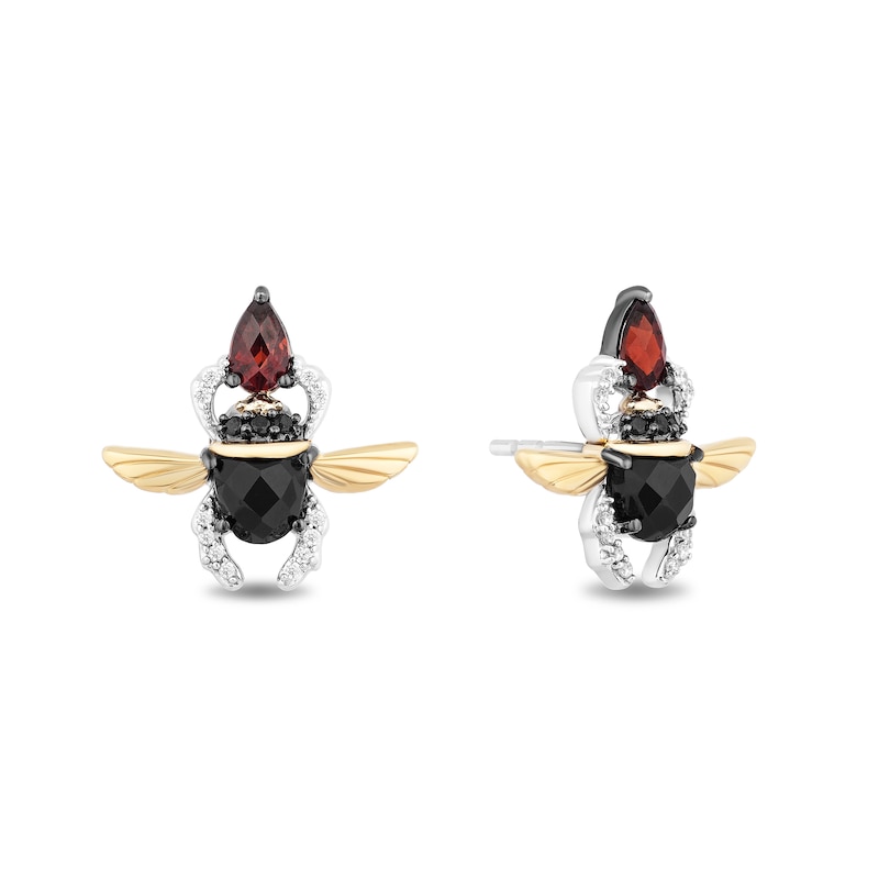 Enchanted Disney Villains Jafar Multi-Gemstone and 0.115 CT. T.W. Diamond Stud Earrings in Sterling Silver and 10K Gold