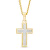 Men's 0.09 CT. T.W. Diamond Cross Pendant in Stainless Steel and Yellow Ion-Plate – 24"