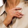Thumbnail Image 2 of 7.0mm Cushion-Cut Aquamarine and 0.18 CT. T.W. Diamond Triple Row Split Shank Ring in 10K Gold