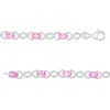 Thumbnail Image 3 of Oval Pink Lab-Created Sapphire and 0.18 CT. T.W. Diamond Infinity Ribbon Link Line Bracelet in Sterling Silver – 7.5"