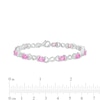 Thumbnail Image 4 of Oval Pink Lab-Created Sapphire and 0.18 CT. T.W. Diamond Infinity Ribbon Link Line Bracelet in Sterling Silver – 7.5"