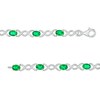 Thumbnail Image 3 of Oval Lab-Created Emerald and 0.18 CT. T.W. Diamond Infinity Ribbon Link Line Bracelet in Sterling Silver – 7.5"