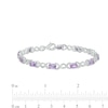 Thumbnail Image 4 of Oval Lab-Created Alexandrite and 0.18 CT. T.W. Diamond Infinity Ribbon Link Line Bracelet in Sterling Silver – 7.5"
