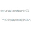 Thumbnail Image 3 of Oval Aquamarine and 0.18 CT. T.W. Diamond Infinity Ribbon Link Line Bracelet in Sterling Silver – 7.5"