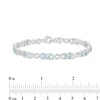 Thumbnail Image 4 of Oval Aquamarine and 0.18 CT. T.W. Diamond Infinity Ribbon Link Line Bracelet in Sterling Silver – 7.5"