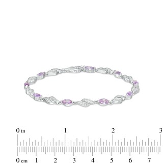 Marquise Lab-Created Alexandrite and White Lab-Created Sapphire Flame Link Line Bracelet in Sterling Silver – 7.25"