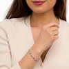 Thumbnail Image 2 of Marquise Lab-Created Ruby and 0.145 CT. T.W. Diamond Tiered Line Bracelet in Sterling Silver 7.25"