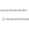 Thumbnail Image 3 of 4.5mm Pink and White Lab-Created Sapphire Alternating Heart Line Bracelet in Sterling Silver – 7.25"