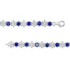 4.5mm Blue and White Lab-Created Sapphire Alternating Flower Line Bracelet in Sterling Silver – 7.5"