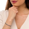 5.0mm Heart-Shaped Blue and White Lab-Created Sapphire Hearts Alternating Line Bracelet in Sterling Silver – 7.25"