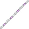 Thumbnail Image 1 of Marquise Amethyst and White Lab-Created Sapphire Double Infinity Link Line Bracelet in Sterling Silver – 7.5"