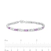 Thumbnail Image 4 of Marquise Amethyst and White Lab-Created Sapphire Double Infinity Link Line Bracelet in Sterling Silver – 7.5"