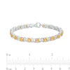 Thumbnail Image 4 of 4.0mm Citrine and 0.117 CT. T.W. Diamond Bead Frame Alternating "XO" Line Bracelet in Sterling Silver – 7.25"