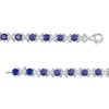 Thumbnail Image 3 of 4.5mm Blue Lab-Created Sapphire and 0.14 CT. T.W. Diamond Alternating "XO" Line Bracelet in Sterling Silver – 7.5"