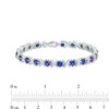 Thumbnail Image 4 of 4.5mm Blue Lab-Created Sapphire and 0.14 CT. T.W. Diamond Alternating "XO" Line Bracelet in Sterling Silver – 7.5"