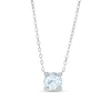 7.0mm Aquamarine and Diamond Accent Necklace in 10K White Gold – 17"