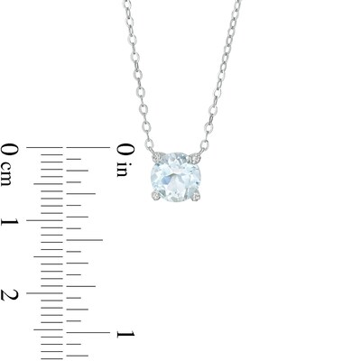 7.0mm Aquamarine and Diamond Accent Necklace in 10K White Gold – 17"
