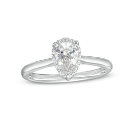 0.62 CT. T.W. Certified Pear-Shaped Lab-Grown Diamond Frame Engagement Ring in 14K White Gold (F/SI2)