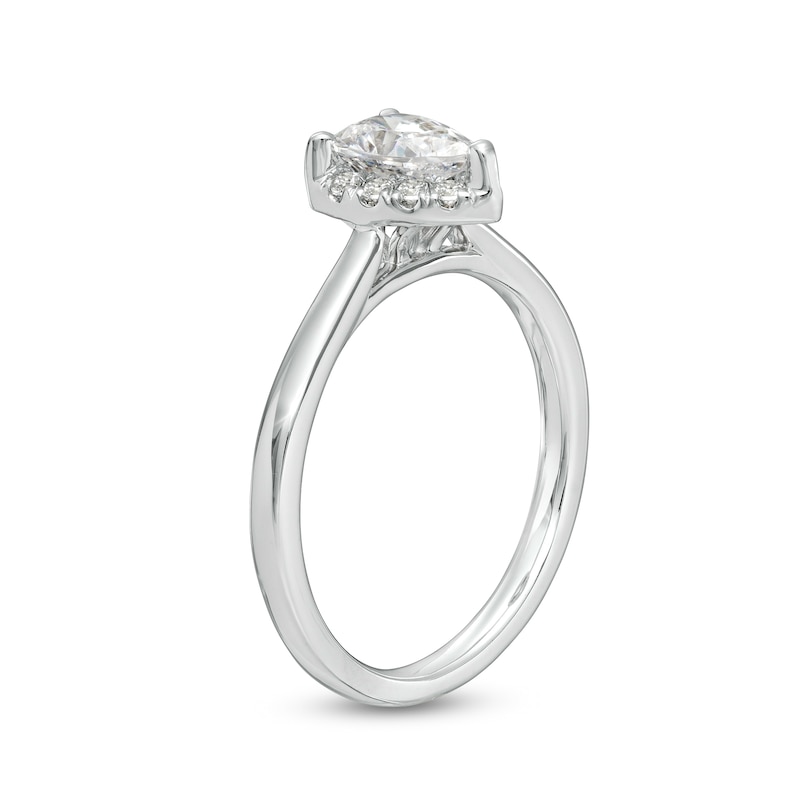 0.62 CT. T.W. Certified Pear-Shaped Lab-Created Diamond Frame Engagement Ring in 14K White Gold (F/SI2)|Peoples Jewellers