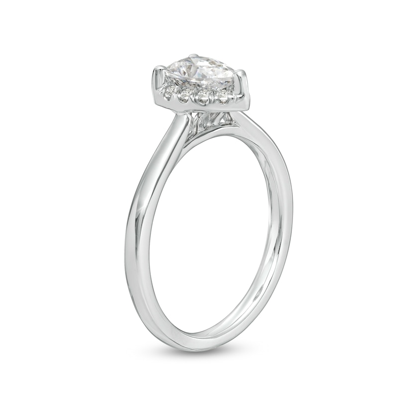 Main Image 3 of 0.62 CT. T.W. Certified Pear-Shaped Lab-Grown Diamond Frame Engagement Ring in 14K White Gold (F/SI2)