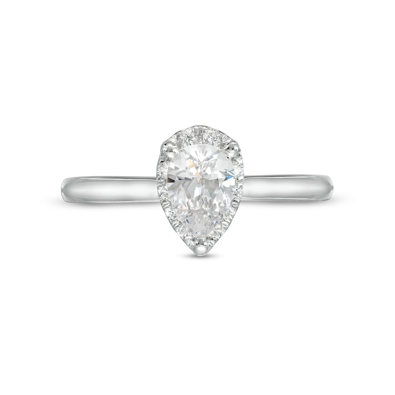 0.62 CT. T.W. Certified Pear-Shaped Lab-Created Diamond Frame Engagement Ring in 14K White Gold (F/SI2)|Peoples Jewellers