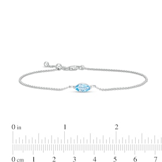 Sideways Marquise Swiss Blue Topaz Solitaire Bracelet in 10K White Gold - 7.5"