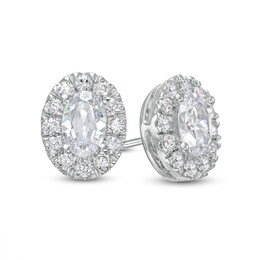 1.00 CT. T.W. Certified Oval Lab-Created Diamond Stud Earrings in 14K White Gold (F/SI2)