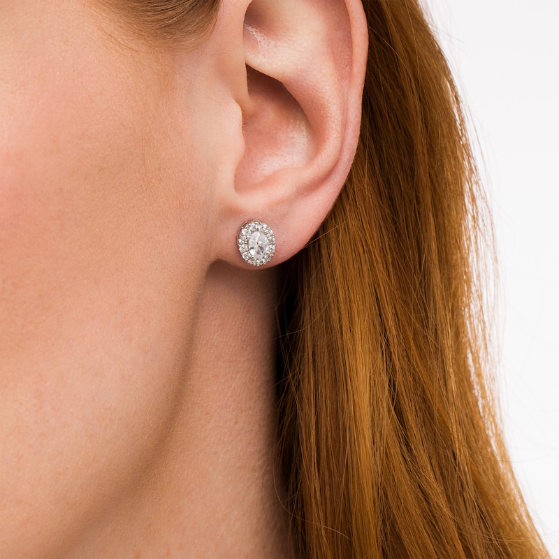 1.00 CT. T.W. Certified Oval Lab-Grown Diamond Stud Earrings in 14K White Gold (F/SI2)
