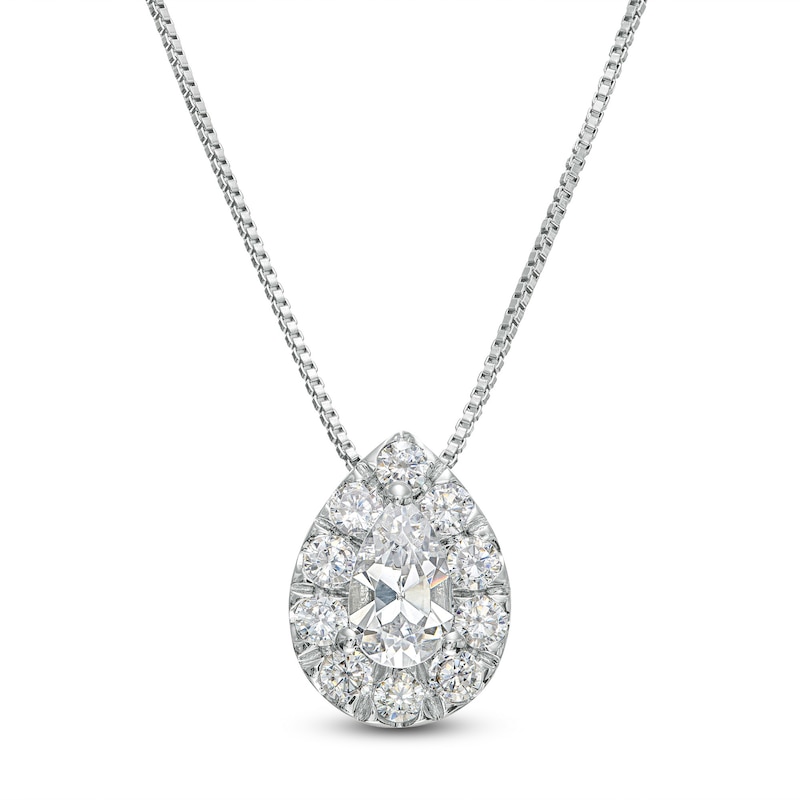 1.00 CT. T.W. Certified Pear-Shaped Lab-Created Diamond Pendant in 14K White Gold (F/SI2)