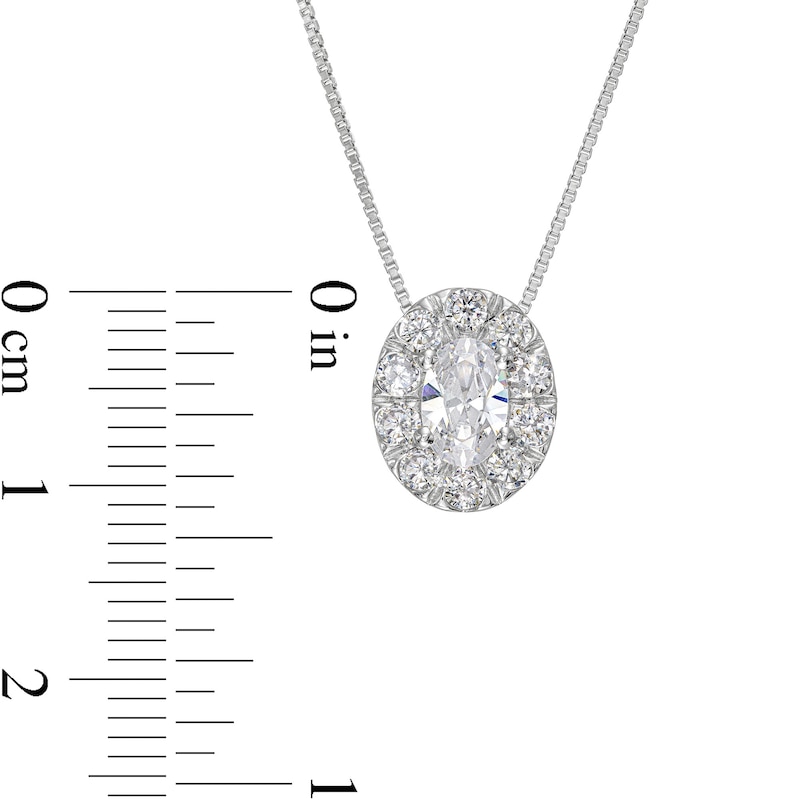 1.00 CT. T.W. Certified Oval Lab-Created Diamond Frame Pendant in 14K White Gold (F/SI2)