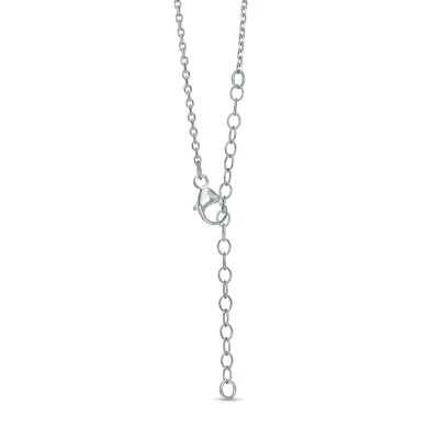 Oval Blue Lab-Created Sapphire Solitaire Necklace in 10K White Gold – 19"