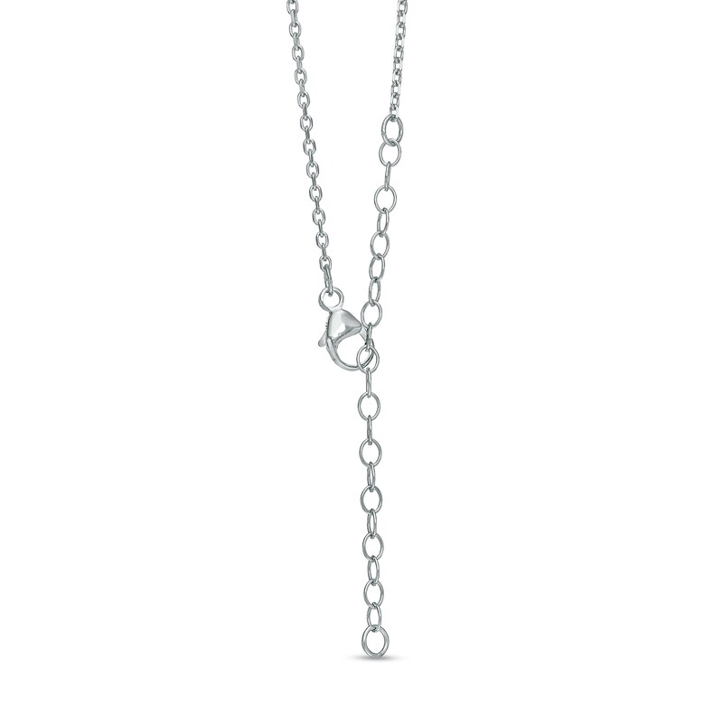 Oval Blue Lab-Created Sapphire Solitaire Necklace in 10K White Gold – 19"