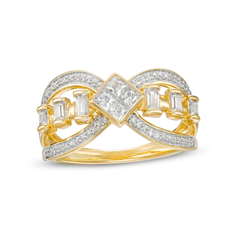 0.50 CT. T.W. Quad Princess-Cut Diamond Open Shank Ring in 10K Gold