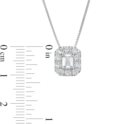 1.00 CT. T.W. Certified Emerald-Cut Lab-Created Diamond Frame Pendant in 14K White Gold (F/SI2)