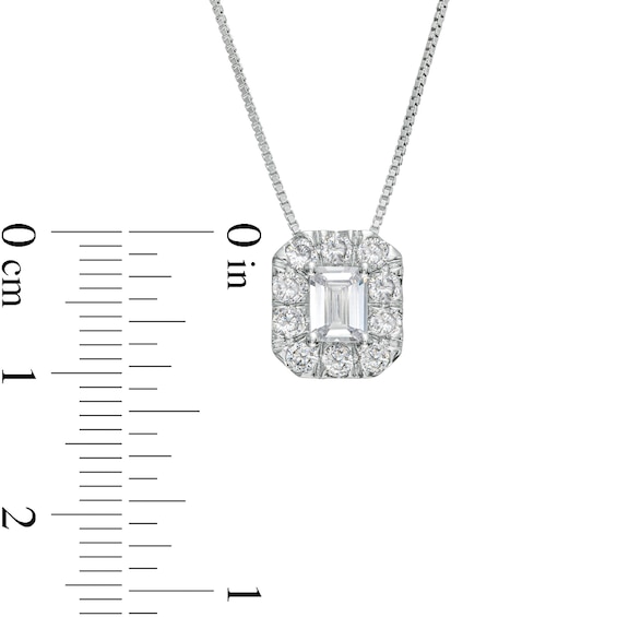 1.00 CT. T.W. Certified Emerald-Cut Lab-Created Diamond Frame Pendant in 14K White Gold (F/SI2)