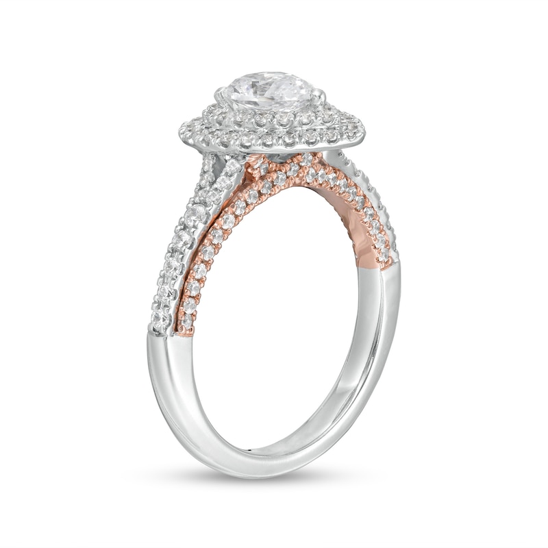 1.37 CT. T.W. GIA-Graded Pear-Shaped Diamond Frame Engagement Ring in 14K White Gold