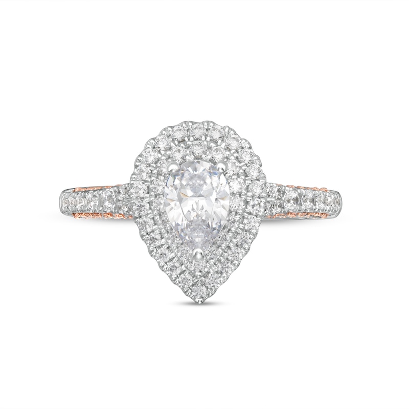 1.37 CT. T.W. GIA-Graded Pear-Shaped Diamond Frame Engagement Ring in 14K White Gold