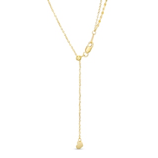 Double Strand Bead and Mirror Chain Necklace in 14K Gold – 17"