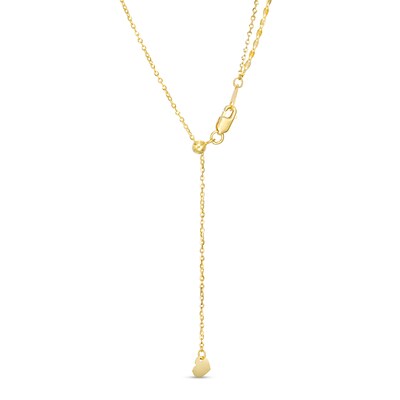 Double Strand Bead and Mirror Chain Necklace in 14K Gold – 17"