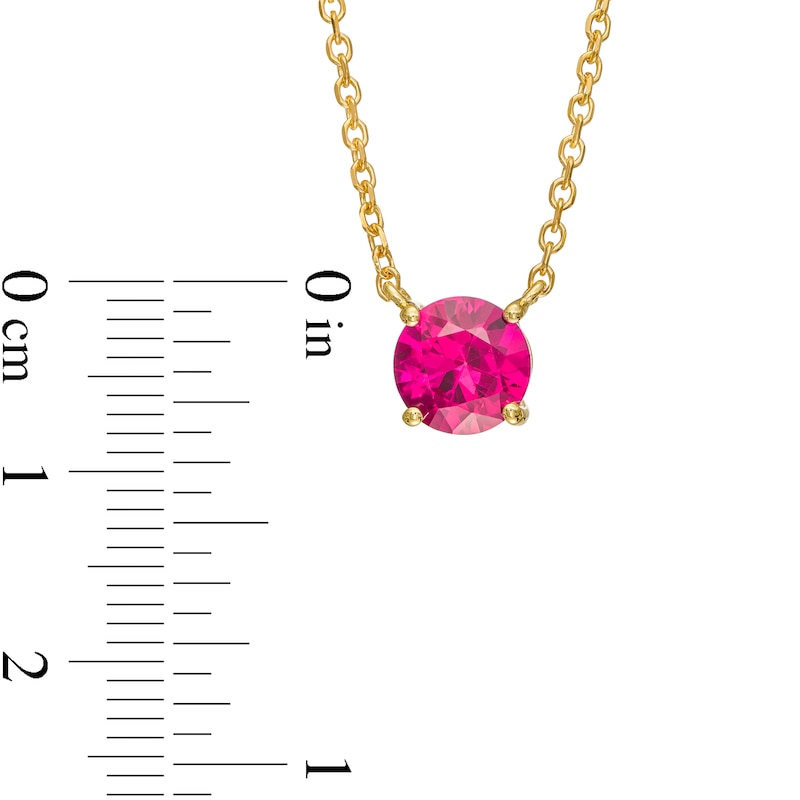 7.0mm Lab-Created Ruby Solitaire Necklace in 10K Gold – 19"|Peoples Jewellers