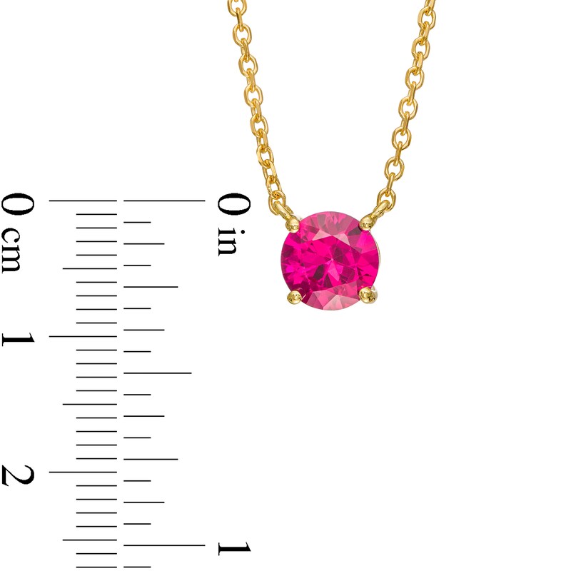 Main Image 4 of 7.0mm Lab-Created Ruby Solitaire Necklace in 10K Gold – 19"