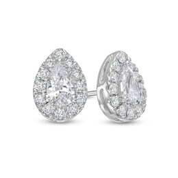 1.00 CT. T.W. Certified Pear-Shaped Lab-Created Diamond Stud Earrings in 14K White Gold (F/SI2)